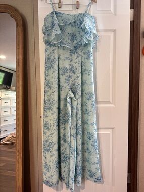 American Eagle Outfitters Light Blue Floral Jumpsuit